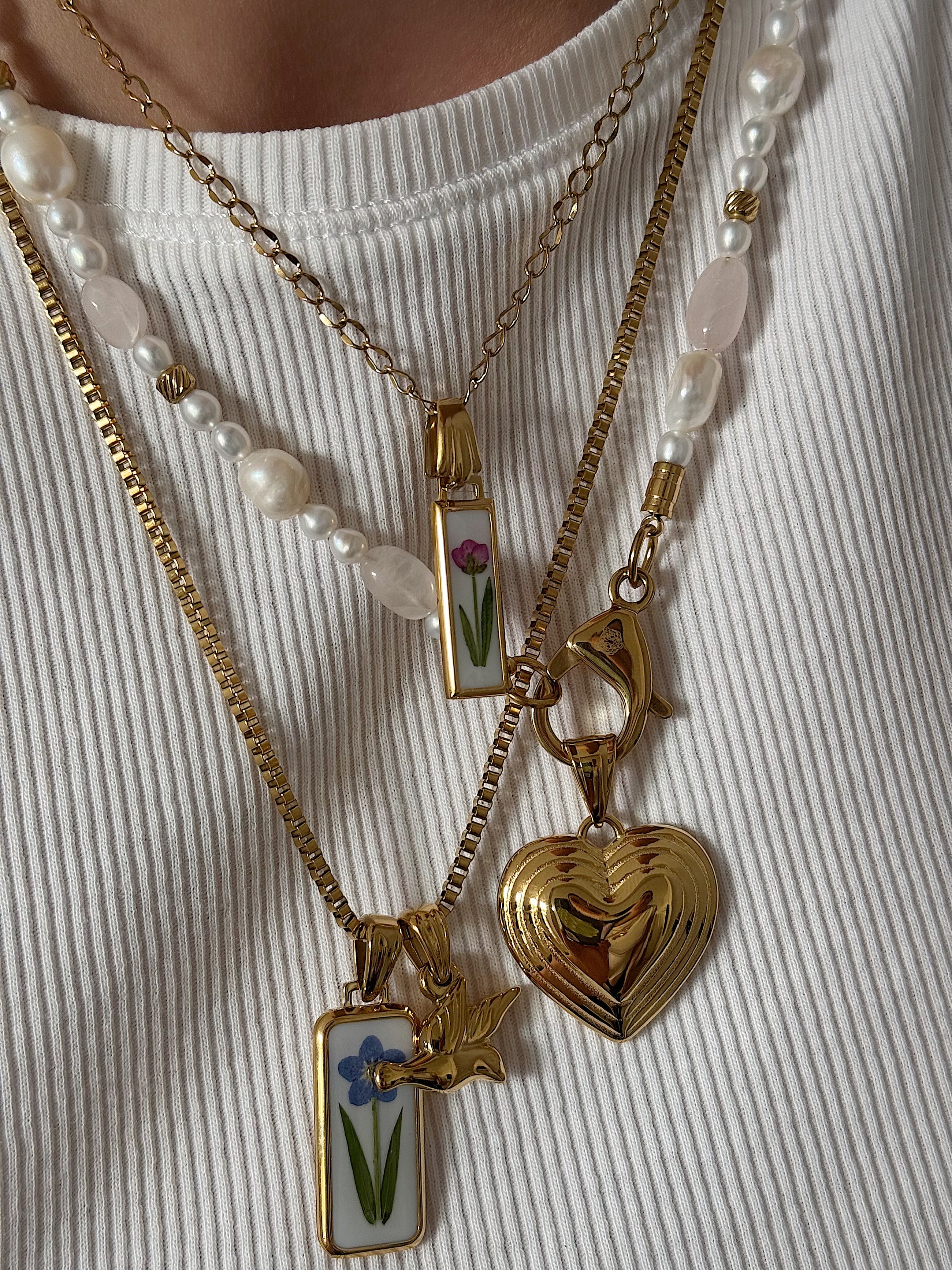 Collier Perles Roses