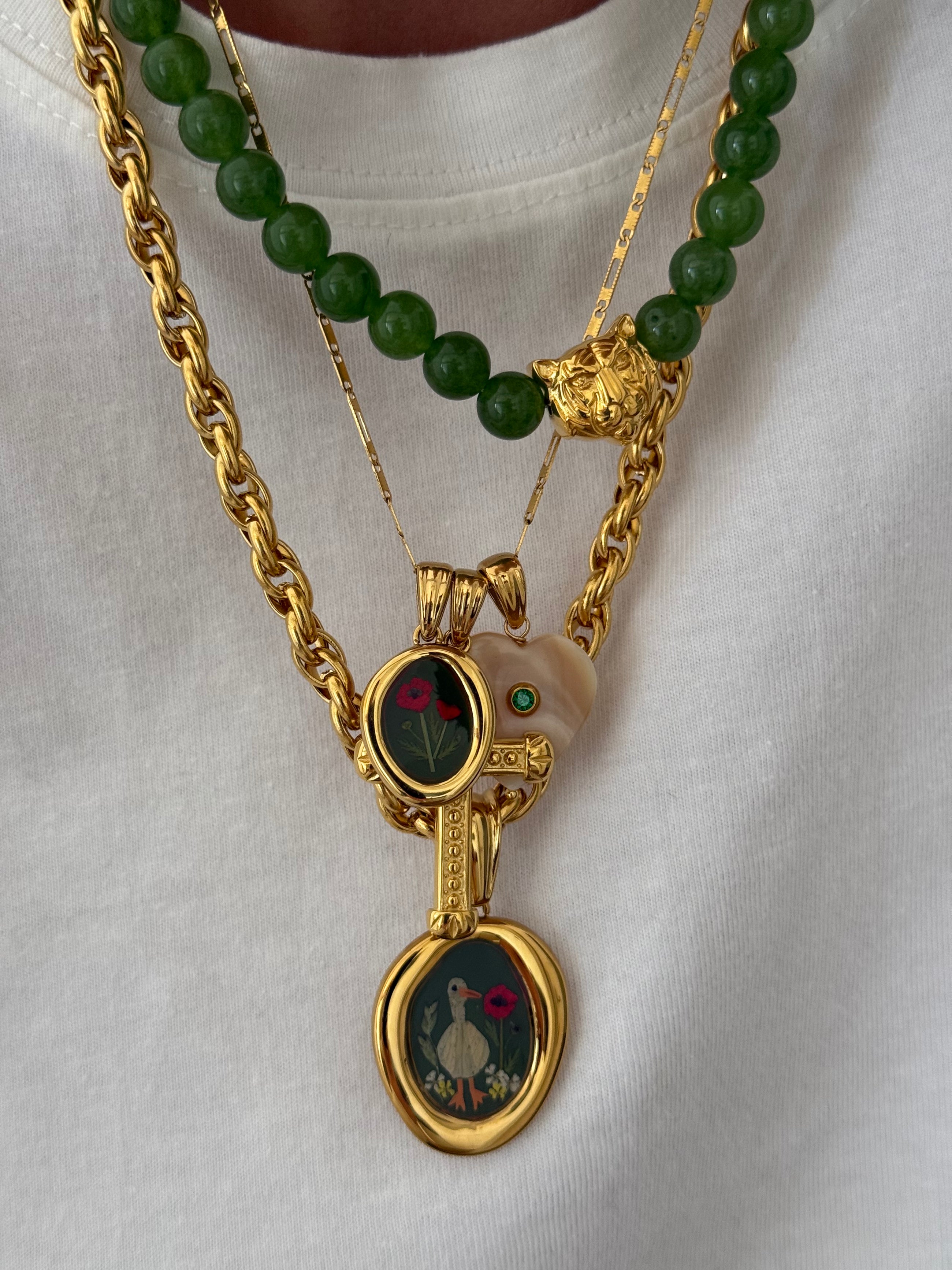 PENDENTIF AVEC CANARD ET COQUELICOT. (ÉDITION LIMITÉE)