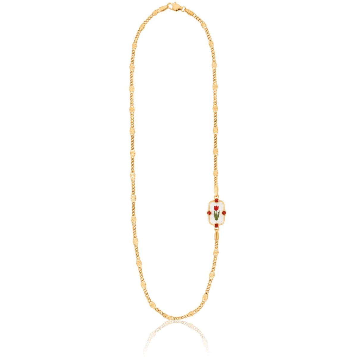 Halskette mit Tulpe und personalisierbarer Basis