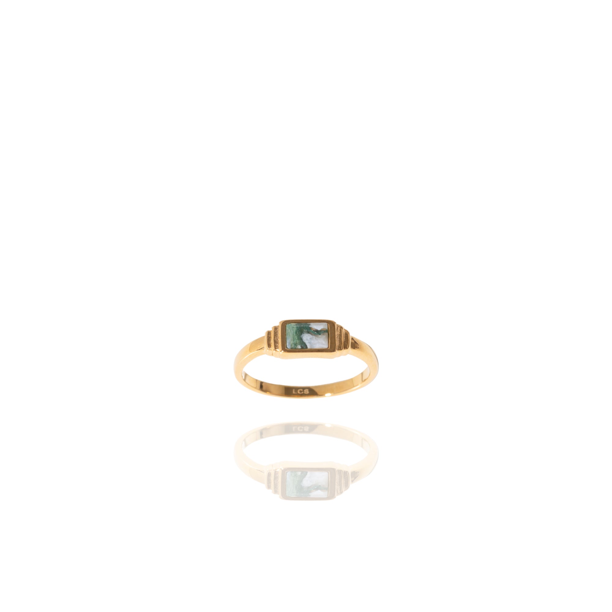 Anello con agata verde