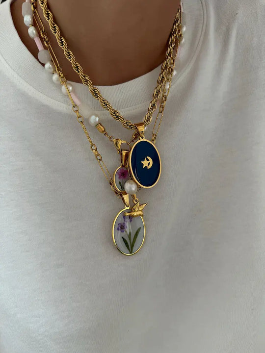 Solitary Twin Blossom-R Pendant (Minor Defects)