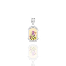 Ciondolo con Lavanda e Ape su Base Cornice con Fiori