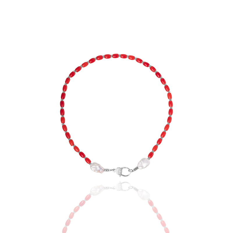 Collier con corallo e perle barocche