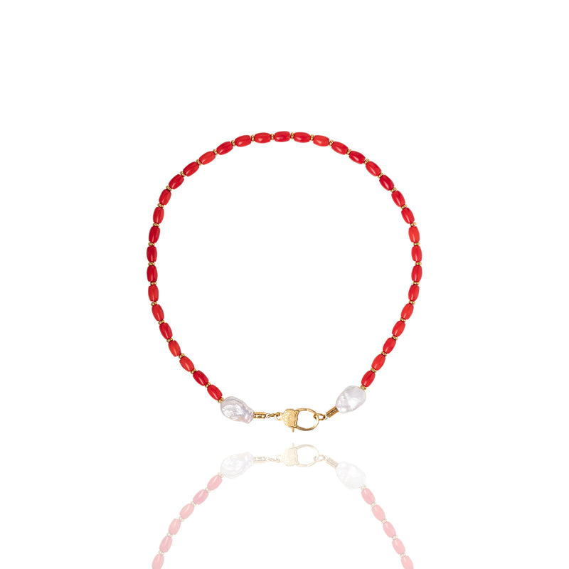 Collier con corallo e perle barocche
