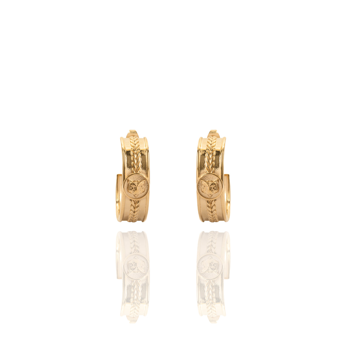Boucles d'oreilles avec médaille Tigre