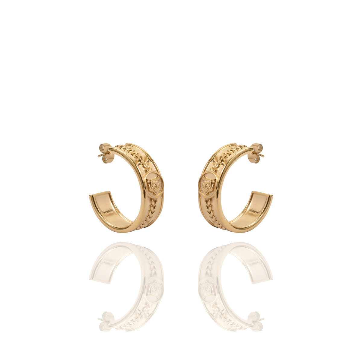 Boucles d'oreilles avec médaille Tigre