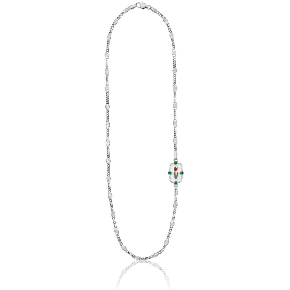 Halskette mit Tulpe und personalisierbarer Basis