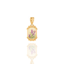 Ciondolo con Lavanda e Farfalla su Base Cornice con Fiori