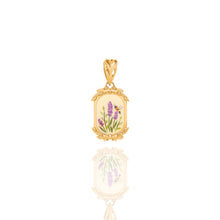 Ciondolo con Lavanda e Ape su Base Cornice con Fiori